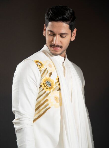 off white indo western for men