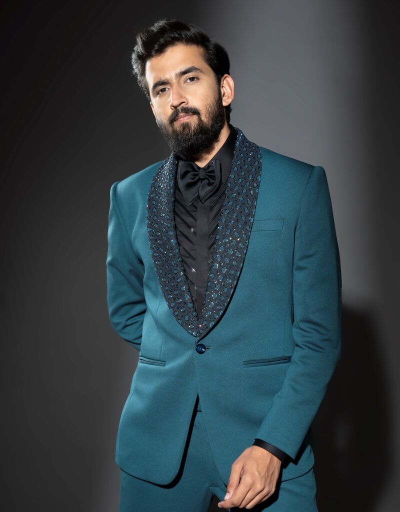 blue tuxedo suit