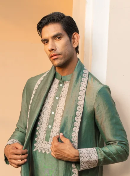 green kurta for men
